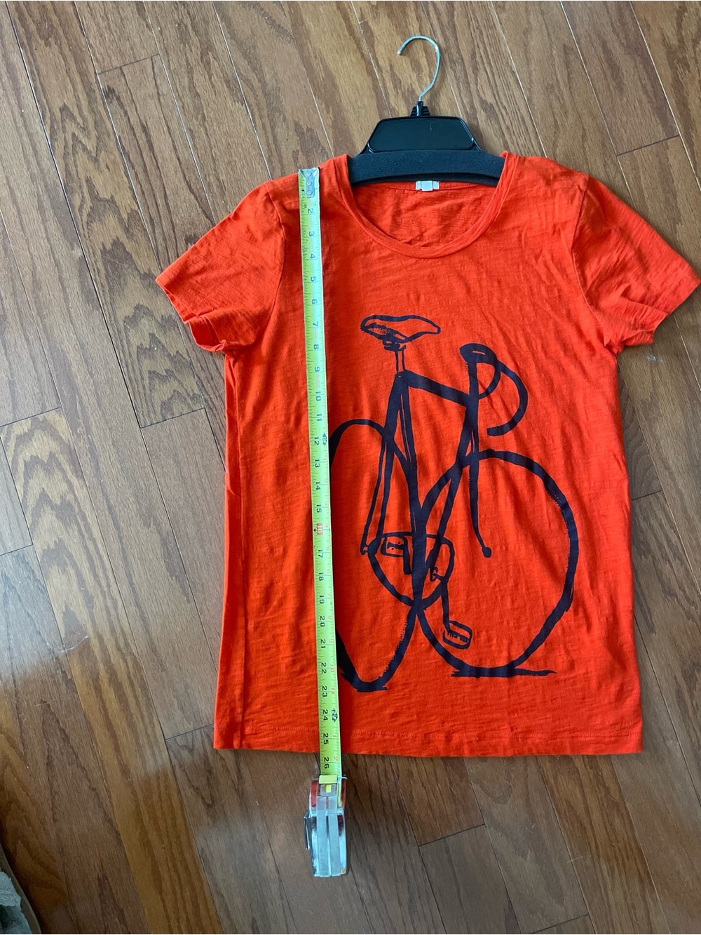 J. Crew Orange Short-Sleeve Tee with Black Bike Graphic - Picture 4 of 7